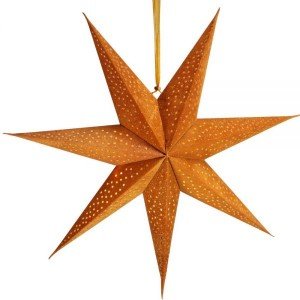 Βελούδινο κρεμαστό αστέρι με Led σε μουσταρδί χρώμα 60 εκ