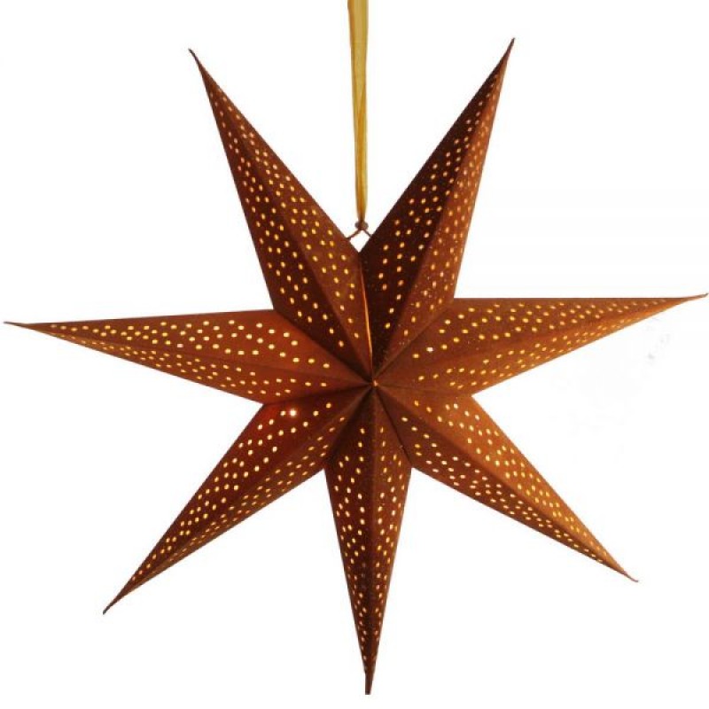 Βελούδινο κρεμαστό αστέρι με Led σε μουσταρδί χρώμα 60 εκ