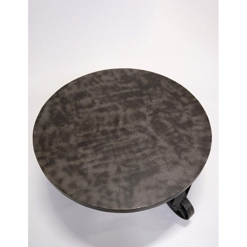 Μεταλλικό στρογγυλό τραπεζάκι σαλονιού σε μαύρο χρώμα με ρόδες 102x46 εκ