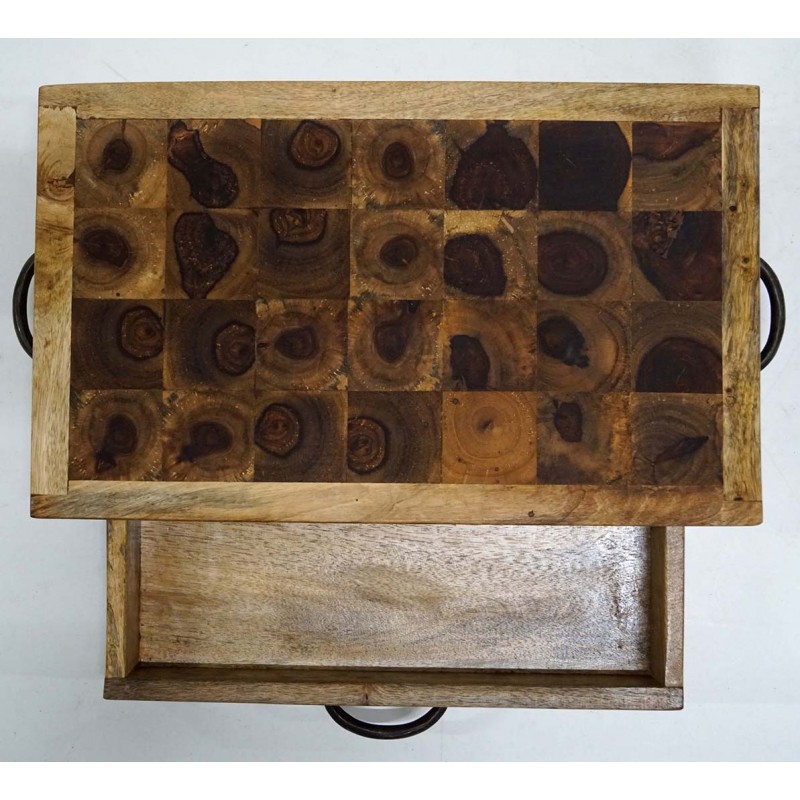 Ξύλινο διακοσμητικό κουτί αποθήκευσης με συρτάρι σε φυσική απόχρωση 50x30x12 εκ