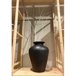 Rouen κεραμικό στρογγυλό διακοσμητικό βάζο σε μαύρη απόχρωση 42x54 εκ