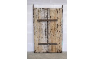 Διακοσμητική ξύλινη vintage διπλή πόρτα σε φυσική απόχρωση 117x8x195 εκ