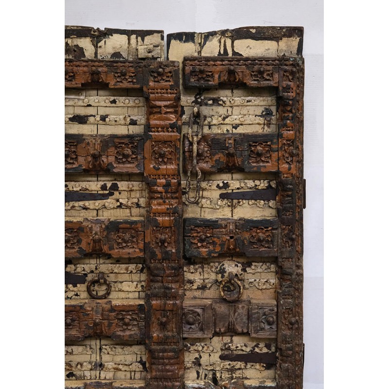 Διακοσμητική vintage διπλή πόρτα από ξύλο και μέταλλο 96x12x170 εκ