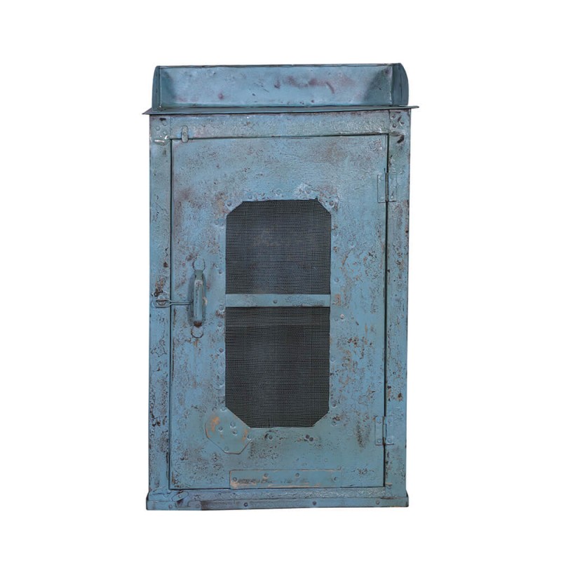 Μεταλλικό rustic ντουλάπι σε μπλε απόχρωση με δίχτυ 50x35x82 εκ