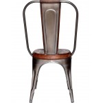 Living μεταλλική καρέκλα σε ασημί απόχρωση με καφέ δερμάτινο κάθισμα 41x51x95 εκ