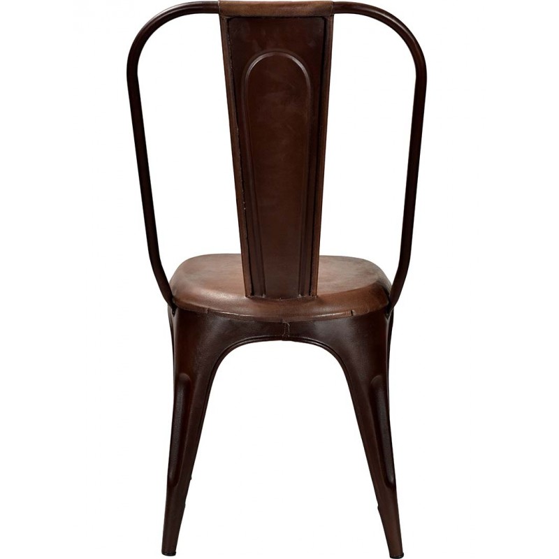 Living μεταλλική καρέκλα σε καφέ απόχρωση με δερμάτινο κάθισμα 41x51x95 εκ