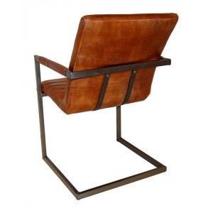 Mamut μεταλλική πολυθρόνα με δερμάτινο κάθισμα σε καφέ χρώμα 51x55x89 εκ