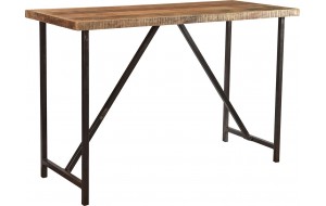 Ryan τραπέζι μπαρ με μαύρη μεταλλική βάση και επιφάνεια από ξύλο μάνγκο σε φυσική απόχρωση 170x70x110 εκ