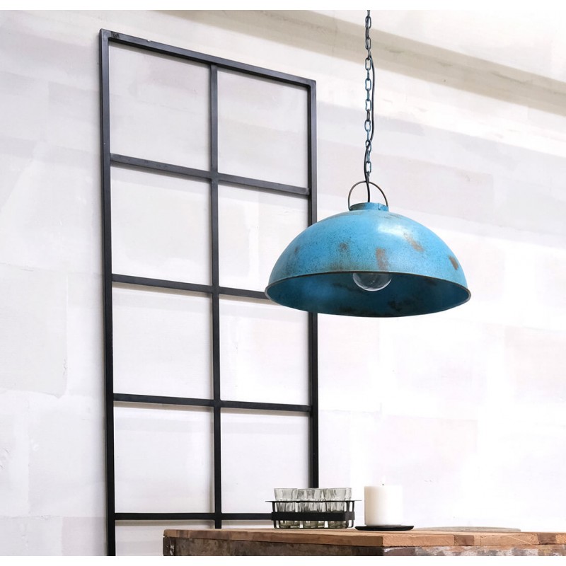 Thormann μεταλλικό φωτιστικό οροφής σε γαλάζιο αντικέ χρώμα 52x52x30 εκ