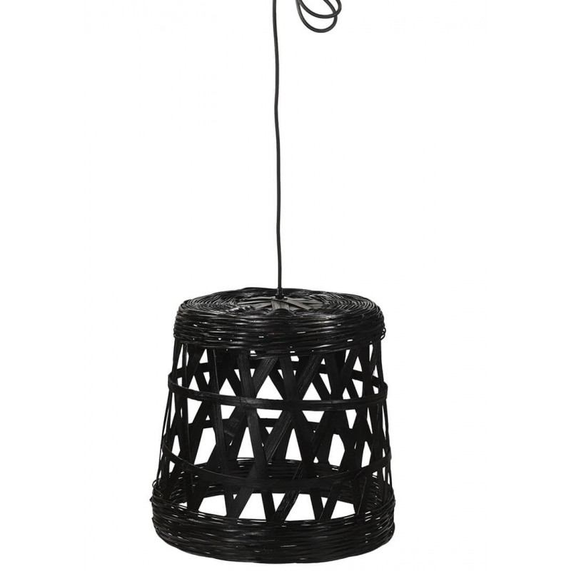 Tulda στρογγυλό χειροποίητο φωτιστικό οροφής από μπαμπού σε μαύρο χρώμα 41x41 εκ