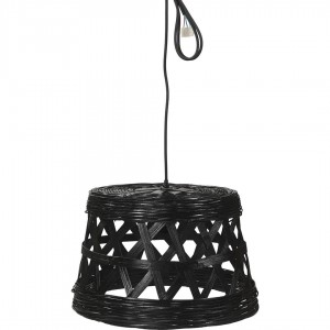 Tulda στρογγυλό χειροποίητο φωτιστικό οροφής από μπαμπού σε μαύρο χρώμα 41x26 εκ