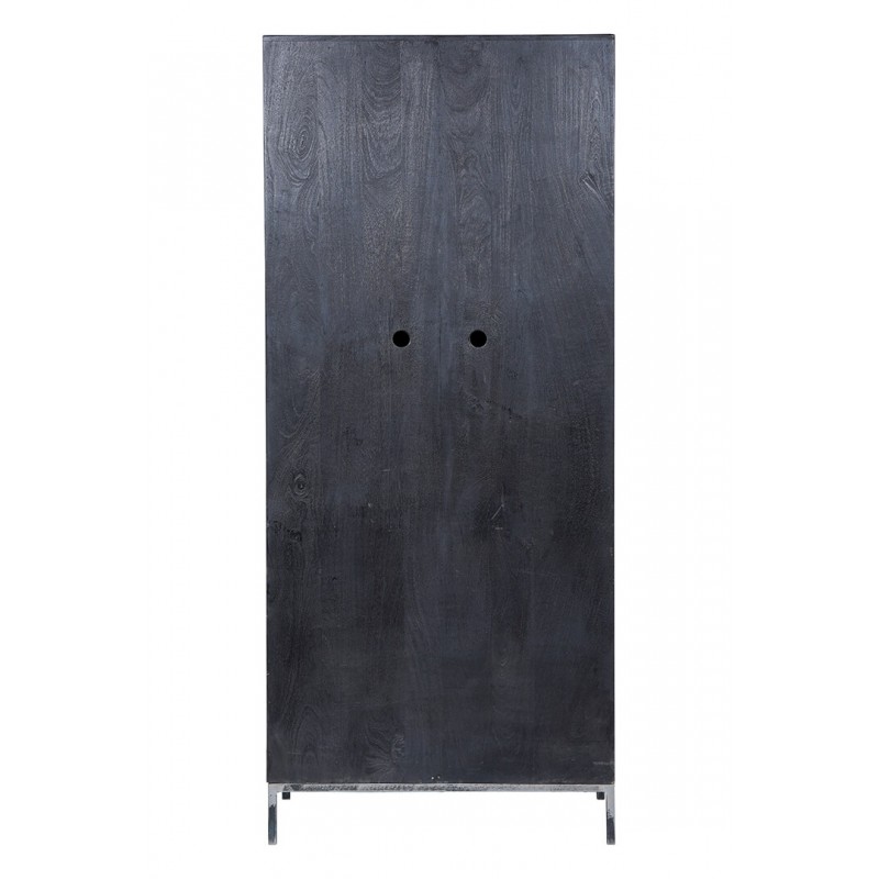 Peacock ξύλινη ντουλάπα σε μαύρο χρώμα με χειροποίητο ανάγλυφο σχέδιο στην πόρτα 72x44x167 εκ