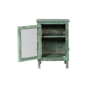 Ξύλινο ντουλάπι σε πράσινη απόχρωση με βιτρίνα 49x38x69 εκ