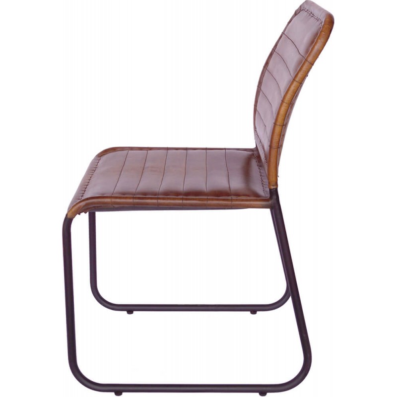 Kenn μεταλλική καρέκλα με δερμάτινο κάθισμα σε καφέ χρώμα 46x46x84 εκ