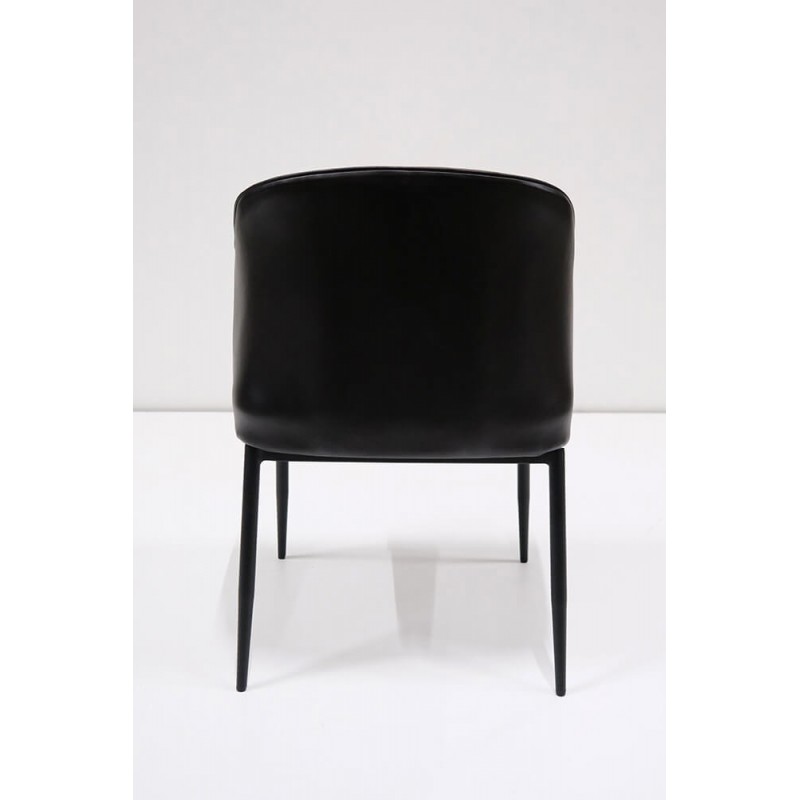 Queens μεταλλική καρέκλα σε μαύρο χρώμα με δερμάτινο κάθισμα 59x56x84 εκ