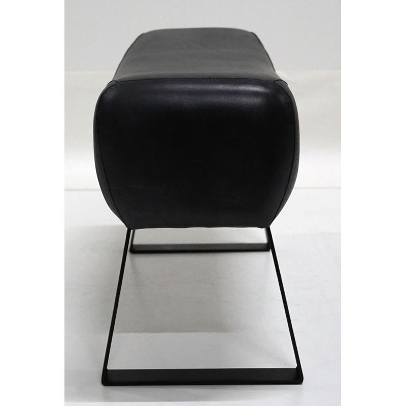 Nero μεταλλικός πάγκος με μαύρη δερμάτινη επένδυση στο κάθισμα 87x30x45 εκ