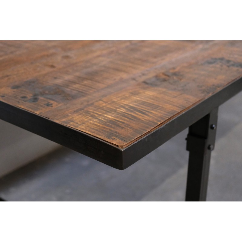 Τραπέζι με επιφάνεια από ανακυκλωμένο ξύλο σε φυσική απόχρωση και μαύρη μεταλλική βάση 280x110x76 εκ