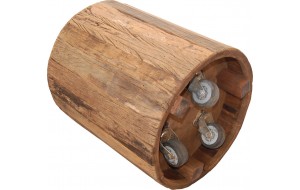 San Francisco στρογγυλό βοηθητικό στραπεζάκι σαλονιού από ανακυκλωμένο ξύλο με ροδάκια 40x47 εκ