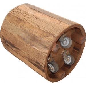 San Francisco στρογγυλό βοηθητικό στραπεζάκι σαλονιού από ανακυκλωμένο ξύλο με ροδάκια 40x47 εκ