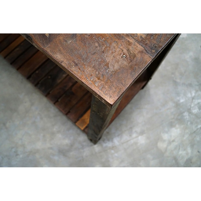 Rama έπιπλο κονσόλα εισόδου με επιφάνειες από ανακυκλωμένο ξύλο και μαύρο μεταλλικό σκελετό 174x59x89 εκ