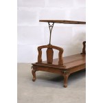 Vintage ξύλινο παγκάκι σε φυσική απόχρωση με καθρέπτες στην πλάτη του καθίσματος 150x66x75 εκ