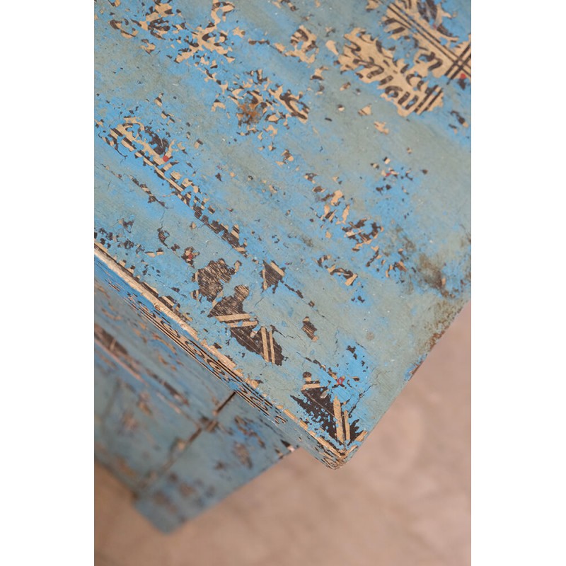 Ξύλινο ντουλάπι σε γαλάζια απόχρωση με κρυμμένο μοτίβο με συρτάρι 45x35x70 εκ