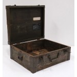 Vintage ξύλινο κουτί αποθήκευσης σε πράσινη στρατιωτική απόχρωση 58x22x47 εκ