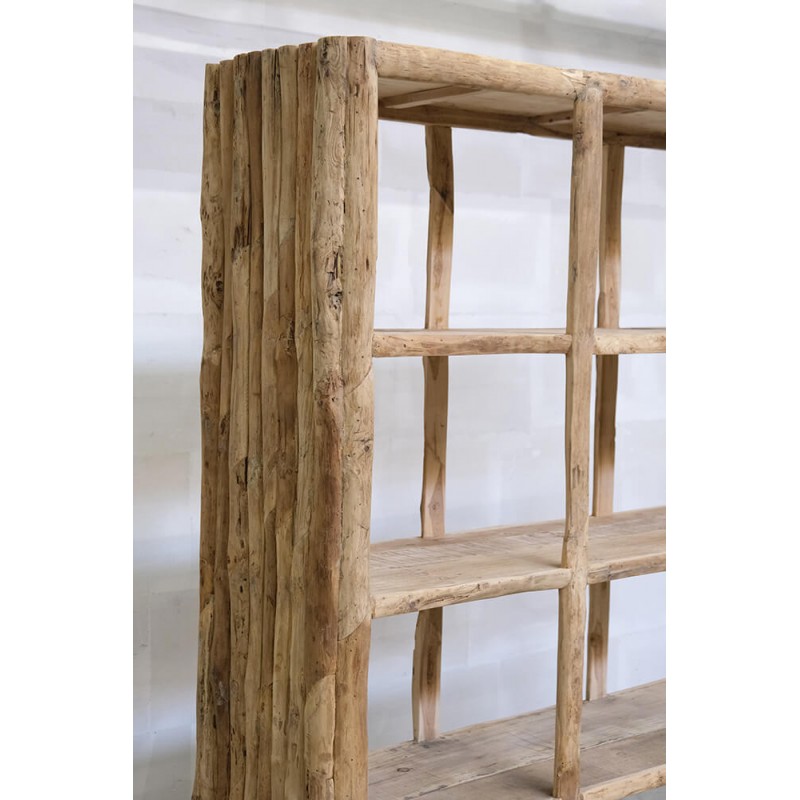 Ξύλινη ραφιέρα από ανακυκλωμένο ξύλο σε φυσική απόχρωση 180x52x210 εκ