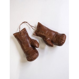 Balboa Vintage δερμάτινα διακοσμητικά γάντια του μποξ με επένδυση σε καφέ απόχρωση 17x9x28 εκ