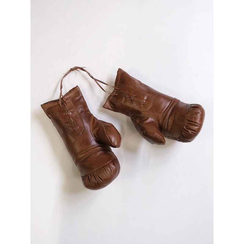 Balboa Vintage δερμάτινα διακοσμητικά γάντια του μποξ με επένδυση σε καφέ απόχρωση 17x9x28 εκ