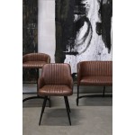 Καρέκλα τραπεζαρίας με μπράτσα από καφέ δέρμα βουβάλου και μεταλλικά πόδια 58x51x82 εκ Καρέκλα τραπεζαρίας με μπράτσα από καφέ δέρμα βουβάλου και μεταλλικά πόδια 58x51x82 εκ