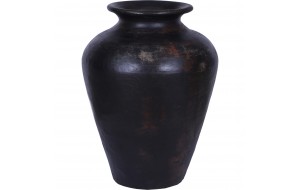 Rouen κεραμικό στρογγυλό διακοσμητικό βάζο σε μαύρη απόχρωση 42x54 εκ