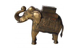 Indian διακοσμητικός vintage ελέφαντας από ξύλο σε μπρονζέ αντικέ απόχρωση 85x25x92 εκ