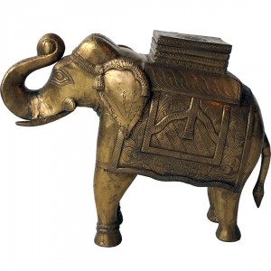 Indian διακοσμητικός vintage ελέφαντας από ξύλο σε μπρονζέ αντικέ απόχρωση 85x25x92 εκ