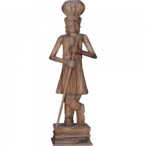 Indian διακοσμητική ξύλινη φιγούρα παραδοσιακού Ινδού φύλακα 42x28x155 εκ