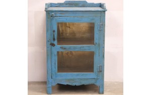 Ξύλινο ντουλάπι σε μπλε απόχρωση με γυάλινη πόρτα 60x42x90 εκ