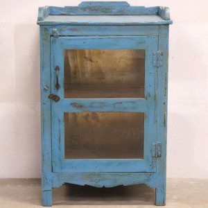 Ξύλινο ντουλάπι σε μπλε απόχρωση με γυάλινη πόρτα 60x42x90 εκ
