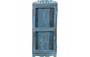 Ξύλινη επιτοίχια ραφιέρα βιτρίνα σε μπλε απόχρωση 33x14x73 εκ