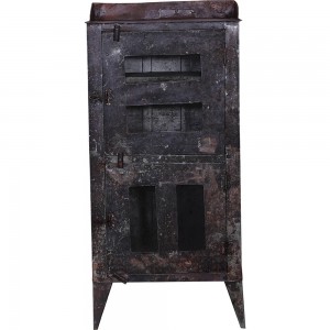 Μεταλλικό rustic ντουλάπι σε καφέ απόχρωση με δύο πόρτες 50x28x106 εκ