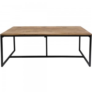 Ronaldo τραπέζι με μαύρη μεταλλική βάση και επιφάνεια από ξύλο μάνγκο σε φυσική απόχρωση 200x100x75 εκ