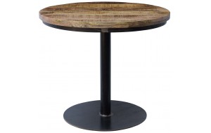 Jack στρογγυλό τραπέζι με μαύρη μεταλλική βάση και επιφάνεια από ξύλο μάνγκο σε φυσική απόχρωση 90x75 εκ