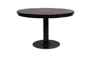 Jack στρογγυλό τραπέζι με επιφάνεια από ξύλο μάνγκο σε μαύρη απόχρωση και μεταλλική βάση 140x75 εκ