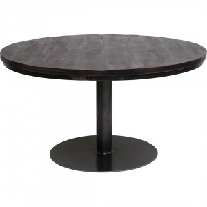Jack στρογγυλό τραπέζι με επιφάνεια από ξύλο μάνγκο σε μαύρη απόχρωση και μεταλλική βάση 140x75 εκ