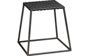 Ravnholt μεταλλικό σκαμπό σε μαύρο χρώμα με δερμάτινο κάθισμα 46x46 εκ