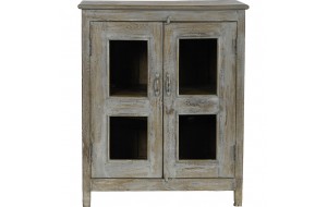 Ξύλινο ντουλάπι σε γκρι απόχρωση με δύο πόρτες με βιτρίνα 71x38x87 εκ