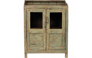 Ξύλινο ντουλάπι σε μπεζ απόχρωση με δύο πόρτες με βιτρίνα 76x46x100 εκ