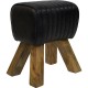 Jumper ξύλινο σκαμπό με δερμάτινο κάθισμα σε μαύρο χρώμα 40x28x47 εκ
