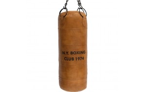 Κρεμαστός διακοσμητικός σάκος του boxe με δερμάτινη επένδυση σε καφέ απόχρωση και επιγραφή N.Y. Boxing Club 1974 29x75 εκ