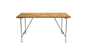 Τραπέζι από ανακυκλωμένο ξύλο σε φυσικό χρώμα με μεταλλική βάση 153x70x76 εκ