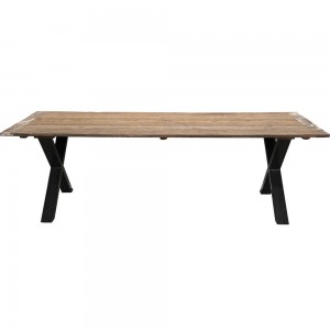 Τραπέζι από ανακυκλωμένο ξύλο σε φυσικό χρώμα με μεταλλική βάση 250x100x76 εκ